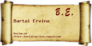 Bartal Ervina névjegykártya